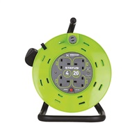 Status 20 Mtr - 13 amp - M Frame - 4 Socket Outlet with Thermal Cut Out - Green - Cable Reel