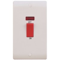 ESR Sline 45A White 2G DP 230V Electric Cooker Wall Plate Switch With Neon