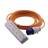 Zexum 16A 230V Orange Male to 4 Gang Hook Up Extension Cable Lead