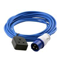 Zexum 16A 230V Blue Male to 1 Gang Socket Hook Up Extension Cable Lead