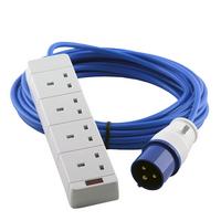 Zexum 16A Blue Male - 4 Gang Hook Up Cable