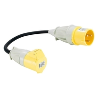Zexum 32A Yellow Male - 16A Yellow Female, 0.25m 1.5mm Black Lead