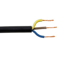 Zexum 1.5mm 3 Core Rubber Flex Cable Black Round 3183TRS